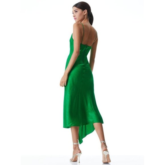 ALICE + OLIVIA Harmony Slip Dress in Dark Emerald - NWT - SIze 6 - Picture 4 of 10